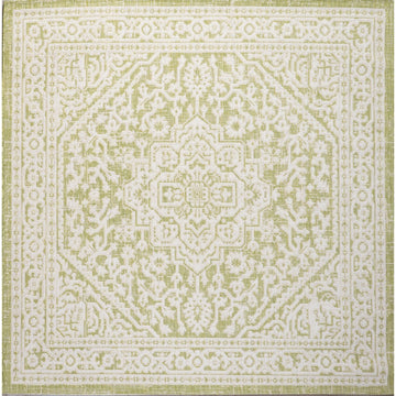 Sinjuri Medallion Textured Weave Indoor/outdoor Square Rug